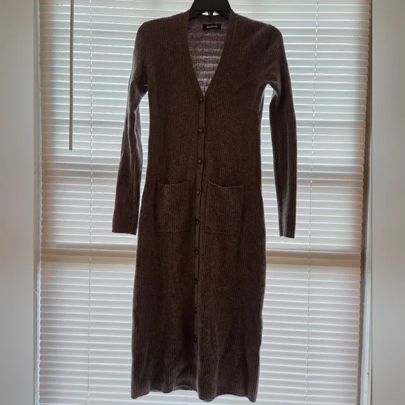 NAADAM Brown Cashmere Ribbed Sweater Dress - Picture 3 of 7